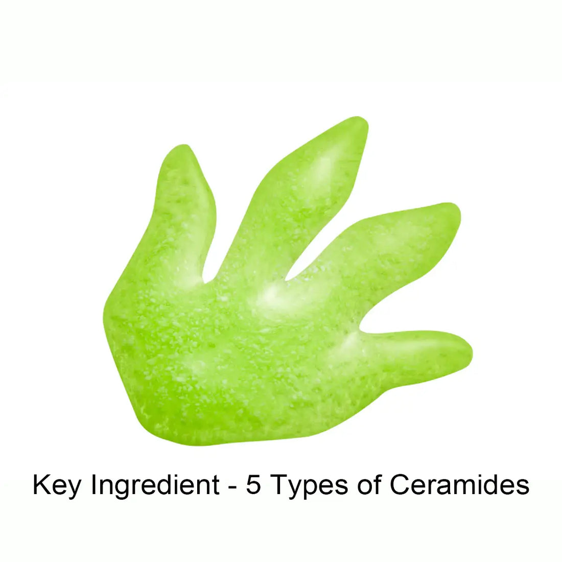 Green ceramic scrubber with five fingers on a white background