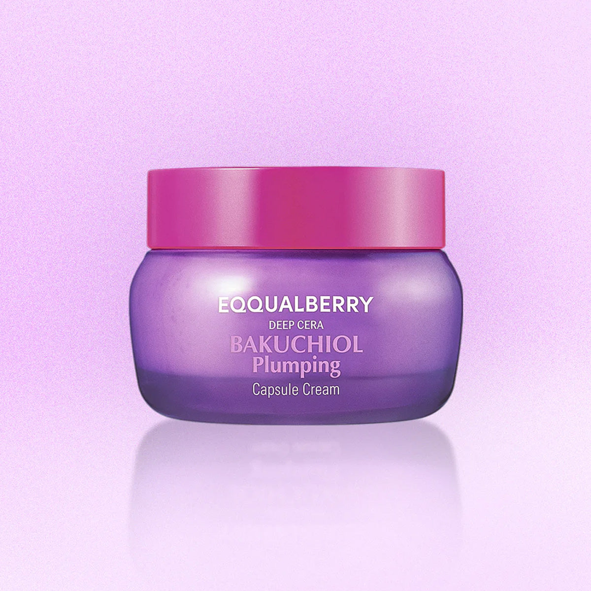 Eqqualberry Bakuchiol Plumping Capsule Cream 50 mL – on purple background