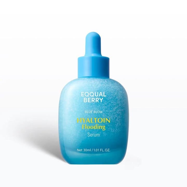 Eqqualberry Hyaltoin Flooding Serum bottle with dropper on a white background