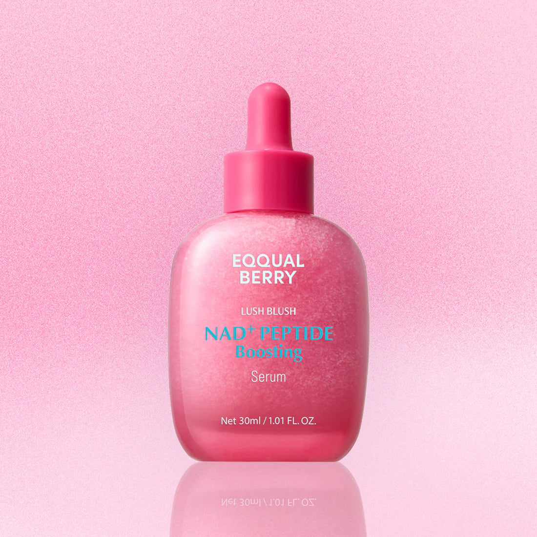 Eqqualberry NAD+ Peptide Boosting Serum on a pink background