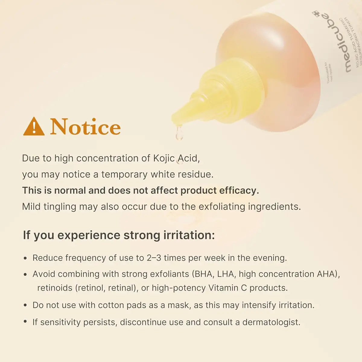 Product label with warning and usage instructions on a beige background