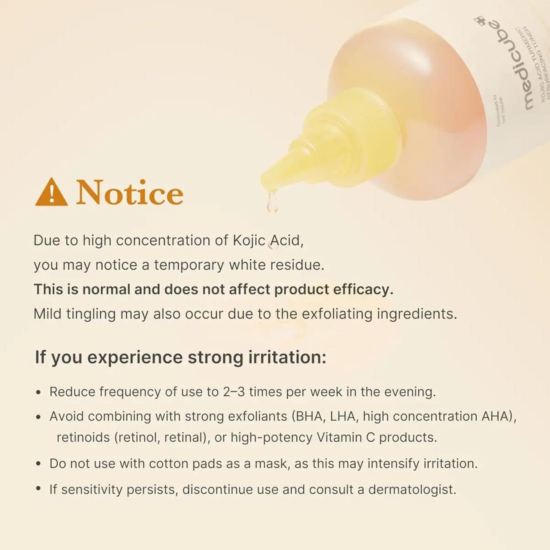 Product label with warning and usage instructions on a beige background